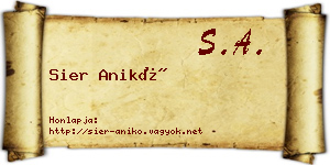Sier Anikó névjegykártya